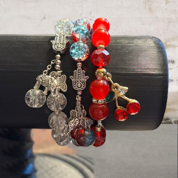 Jewelry - Set of 3 Beaded Charm Bracelets *NEW*